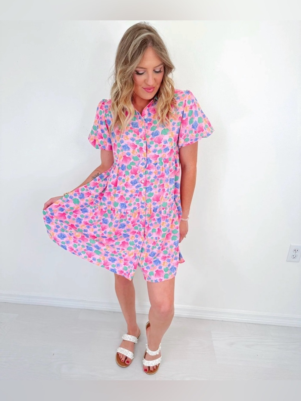 NWT SULLIVAN SEASHELL PRINT SHIRT DRESS - Picture 2 of 13